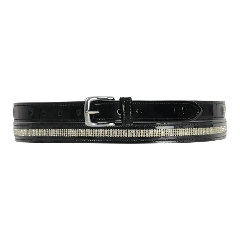 Hy Equestrian Patent 4 Row Diamond Belt - Black